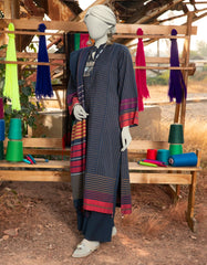 BLUE JACQUARD DYED UNSTITCHED 3PC | JLAWN-S-25-3126