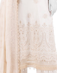 BEIGE LAWN SCHIFFLI UNSTITCHED 3PC | JLAWN-S-25-3153