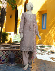 GREY DOBBY EMBROIDERED UNSTITCHED 3PC | JLAWN-S-25-3159