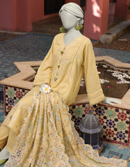 CREAM DOBBY EMBROIDERED UNSTITCHED 3PC | JLAWN-S-25-3160