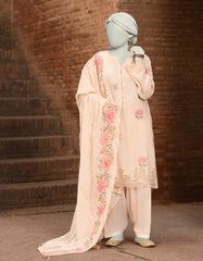 WHITE DORIA EMBROIDERED UNSTITCHED 3PC | JLAWN-S-25-3182