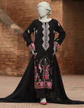 BLACK DORIA EMBROIDERED UNSTITCHED 3PC | JLAWN-S-25-3187