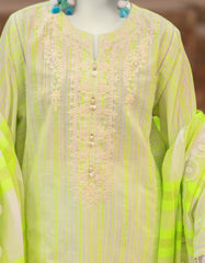 GREEN LUREX JACQUARD EMBROIDERED UNSTITCHED 3PC | JLAWN-S-25-3191