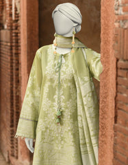 GREEN JACQUARD DYED UNSTITCHED 3PC | JLAWN-S-25-3214