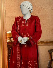 RED LAWN EMBROIDERED UNSTITCHED 3PC | JLAWN-S-25-3250