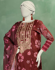 MAROON LAWN EMBROIDERED UNSTITCHED 3PC