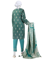GREEN DIGITAL PRINTED JACQUARD UNSTITCHED 3PC
