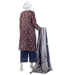 BLUE DIGITAL PRINTED JACQUARD UNSTITCHED 3PC