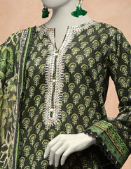 GREEN LAWN EMBROIDERED UNSTITCHED 3PC | JLAWN-S-25-3293-B