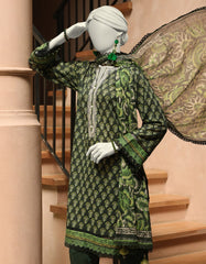 GREEN LAWN EMBROIDERED UNSTITCHED 3PC | JLAWN-S-25-3293-B