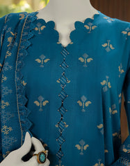 BLUE LAWN PASTE PRINTED UNSTITCHED 3PC