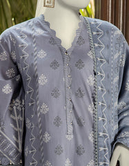 GREY LAWN PASTE PRINTED UNSTITCHED 3PC