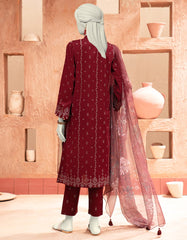 MAROON LAWN PASTE PRINTED UNSTITCHED 3PC