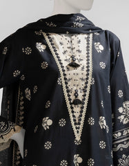 BLACK LAWN PRINTED UNSTITCHED 3PC