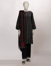 BLACK JACQUARD DYED UNSTITCHED 3PC