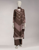 BROWN JACQUARD DYED UNSTITCHED 3PC
