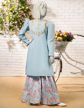 BLUE LAWN EMBROIDERED 2PC STITCHED