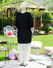 BLACK DOBBY EMBROIDERED KURTI