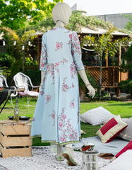 BLUE COTTON LAWN EMBROIDERED KURTI