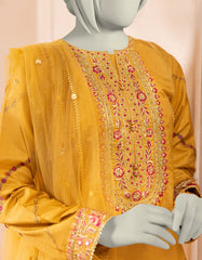 YELLOW RAW SILK EMBROIDERED 3PC STITCHED
