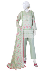 GREEN LAWN PRINTED 3PC STITCHED | JLAWN-S-25-801