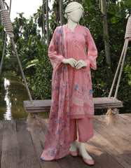 PINK LAWN PRINTED UNSTITCHED 3PC | JLAWN-S-25-802