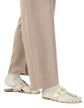 BEIGE RAW SILK BASIC TROUSERS