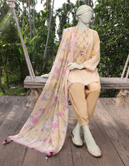 YELLOW LAWN PRINTED UNSTITCHED 3PC | JLAWN-S-25-804