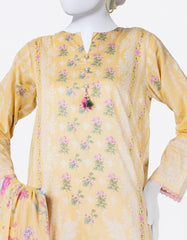 YELLOW LAWN PRINTED 3PC STITCHED | JLAWN-S-25-804