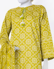 GREEN LAWN PRINTED 3PC STITCHED | JLAWN-S-25-807