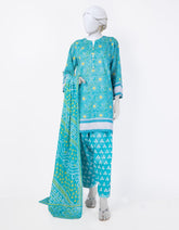 BLUE LAWN PRINTED 3PC STITCHED | JLAWN-S-25-808
