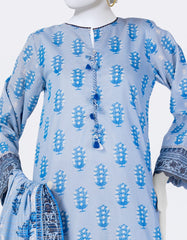 BLUE LAWN PRINTED 3PC STITCHED | JLAWN-S-25-814