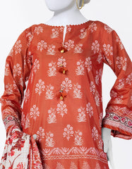 BROWN LAWN PRINTED 3PC STITCHED | JLAWN-S-25-816