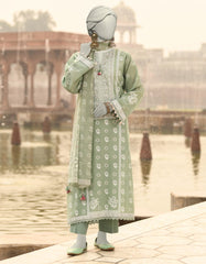 GREEN LAWN PRINTED UNSTITCHED 3PC | JLAWN-S-25-817