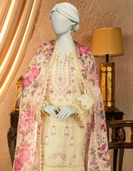 BEIGE LAWN EMBROIDERED UNSTITCHED 3PC | JLAWN-S-25-821