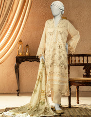 OFF WHITE LAWN EMBROIDERED UNSTITCHED 3PC | JLAWN-S-25-822