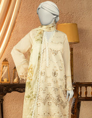 OFF WHITE LAWN EMBROIDERED UNSTITCHED 3PC | JLAWN-S-25-822