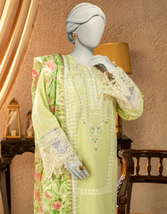 GREEN LAWN EMBROIDERED 3PC STITCHED | JLAWN-S-25-825