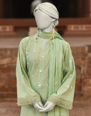 GREEN DORIA EMBROIDERED UNSTITCHED 3PC | JLAWN-S-25-833