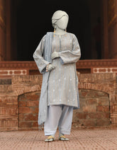 BLUE DORIA EMBROIDERED UNSTITCHED 3PC | JLAWN-S-25-834