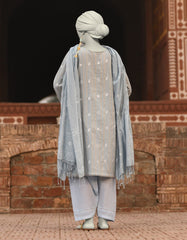 BLUE DORIA EMBROIDERED UNSTITCHED 3PC | JLAWN-S-25-834