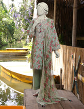 GREEN LAWN EMBROIDERED UNSTITCHED 3PC | JLAWN-S-25-843