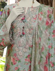 GREEN LAWN EMBROIDERED UNSTITCHED 3PC | JLAWN-S-25-843