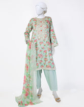 GREEN LAWN EMBROIDERED 3PC STITCHED | JLAWN-S-25-843