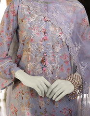 BLUE LAWN EMBROIDERED UNSTITCHED 3PC | JLAWN-S-25-844