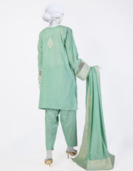 GREEN JACQUARD DYED 3PC STITCHED | JLAWN-S-25-848