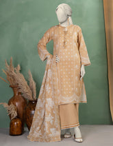 BEIGE LAWN PRINTED UNSTITCHED 3PC