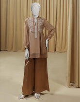 BEIGE CHIFFON EMBROIDERED 2PC STITCHED