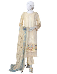 OFF WHITE LAWN SCHIFFLI UNSTITCHED 3PC