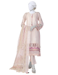 PINK LAWN SCHIFFLI UNSTITCHED 3PC